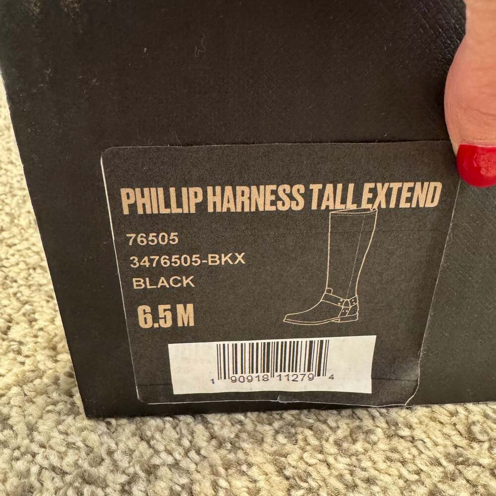 Frye Phillip Harness Tall Black Leather Riding Boots 6.5 extended calf - Picture 13 of 14